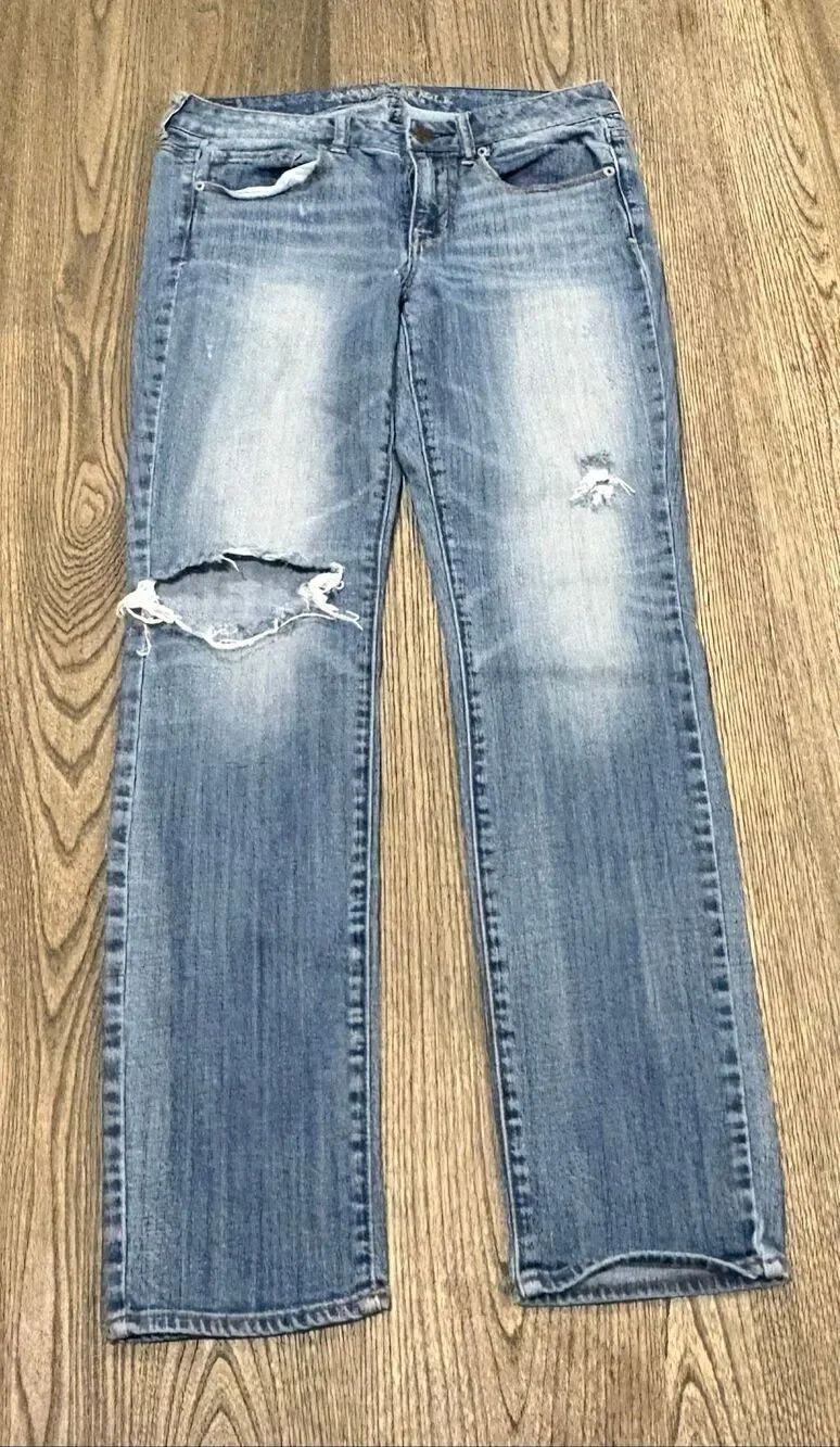 American Eagle Outfitters Women's Distressed Skinny Stretch Jeans Blue Size 10